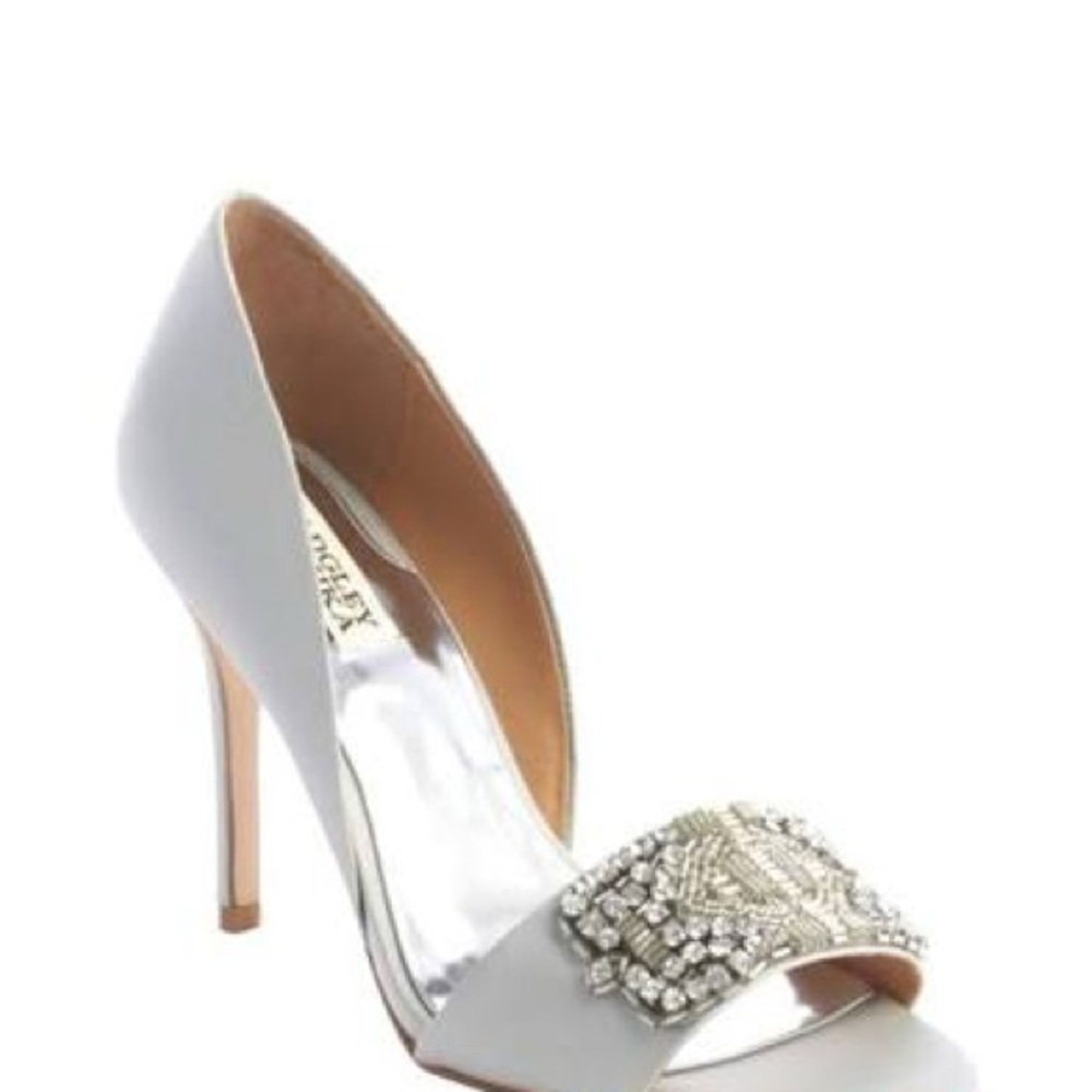 Badgley Mischka ‘Alessandra’ Silver Crystal Embellished Heels